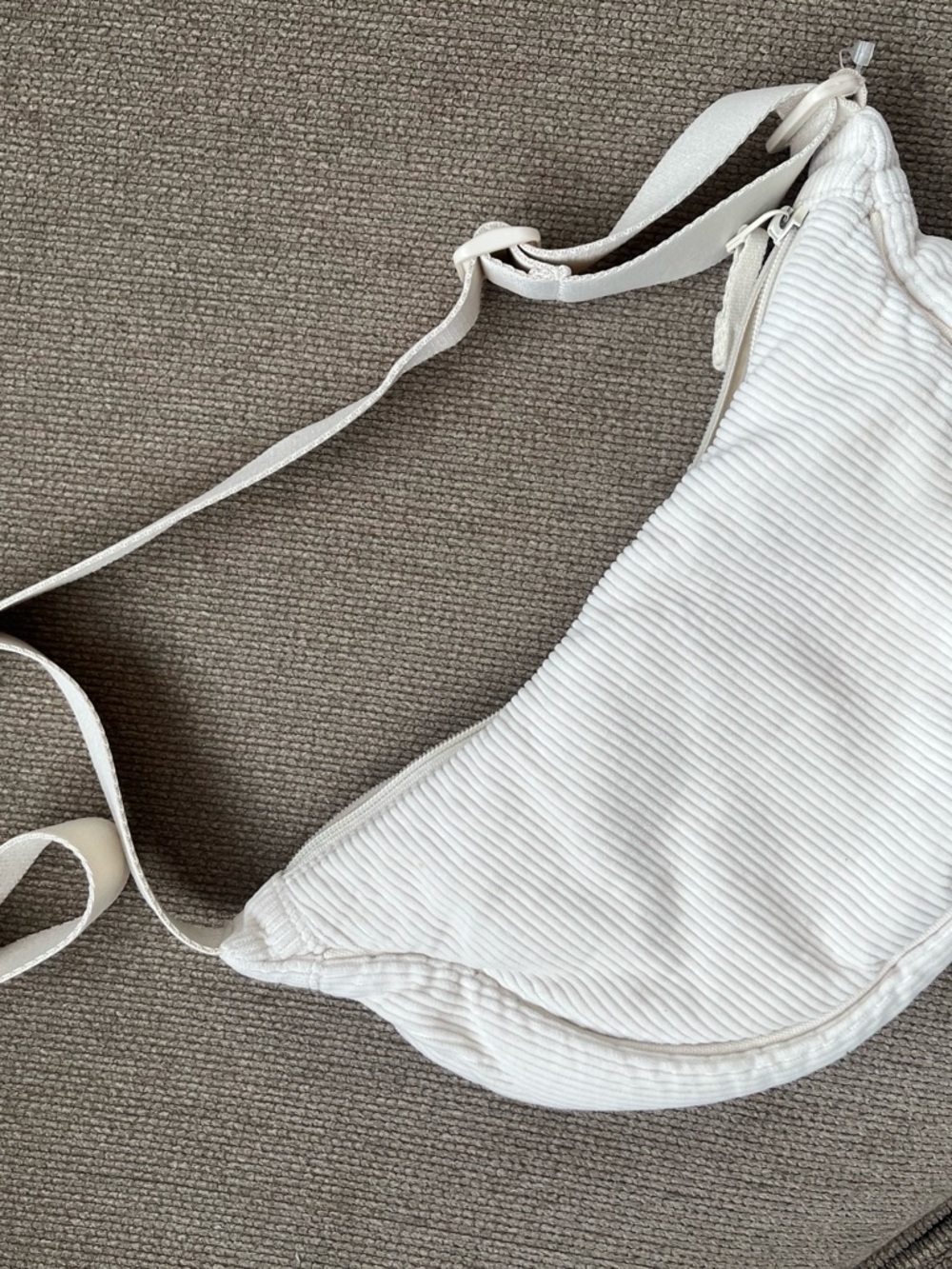 Cream White Corduroy Cross Body Bag
